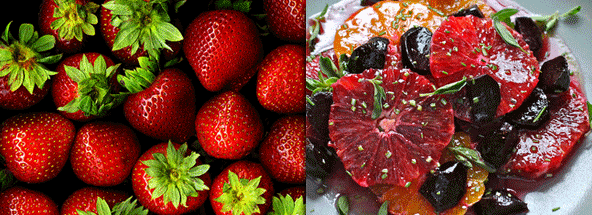 strawberries and blood-orange-beet salad