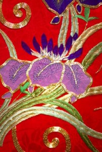 closeup of gorgeous kimono at Alexander Kimono Collection exhibit as seen on Lingerie Briefs