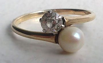 my antique pearl and diamond ring on lingerie briefs