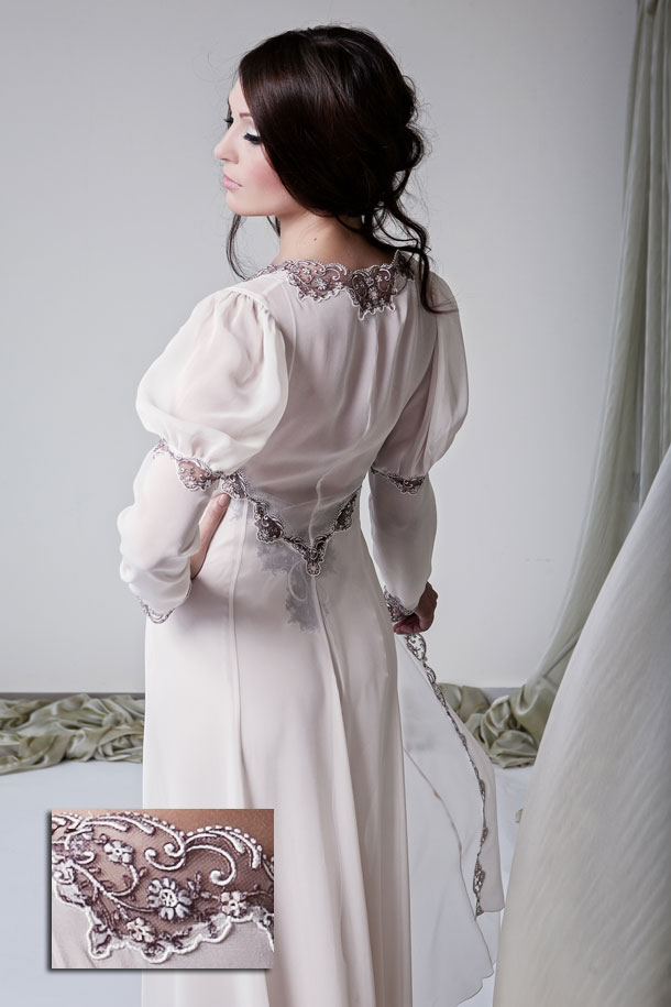 silk robe with embroidery by Jane Woolrich style 5184