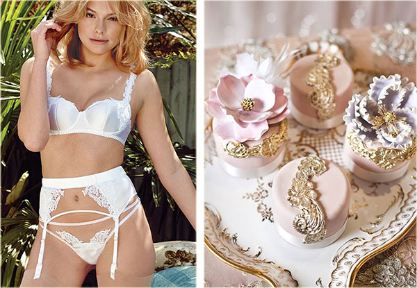 Fleur of England silk bra and suspender and panty on Lingerie Briefs