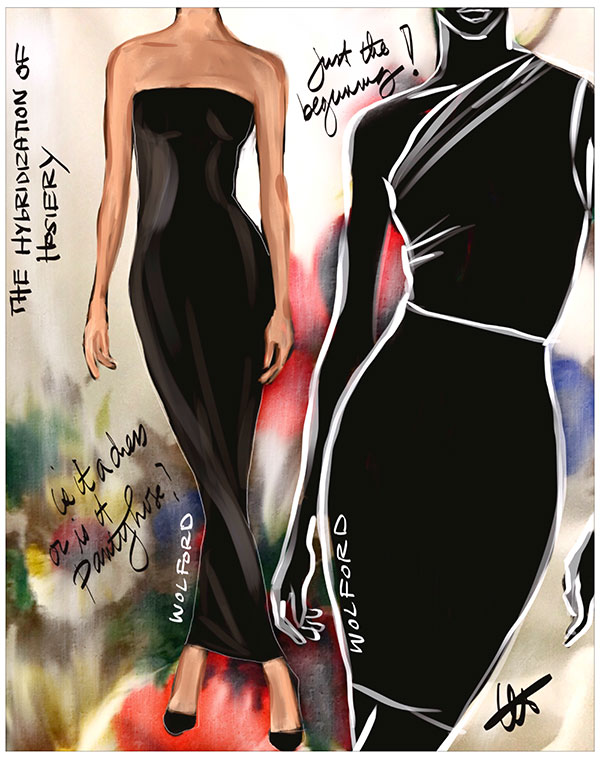 Wolford fashions sketched by Tina Wilson for Lingerie Briefs
