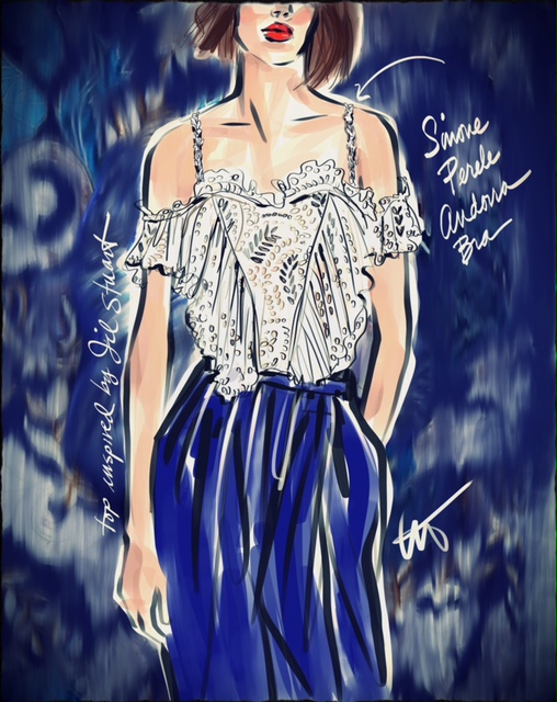 Tina Wilson Fashion illustration Simone Perele Andora Bra Bra on Lingerie Briefs