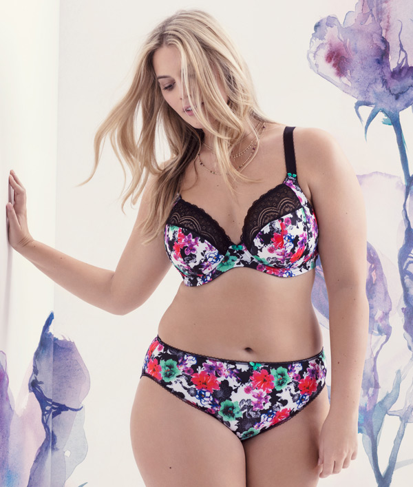 New from Elomi ~ Jenna Fleur Floral Plunge Bra & Brief - Lingerie Briefs ~  by Ellen Lewis