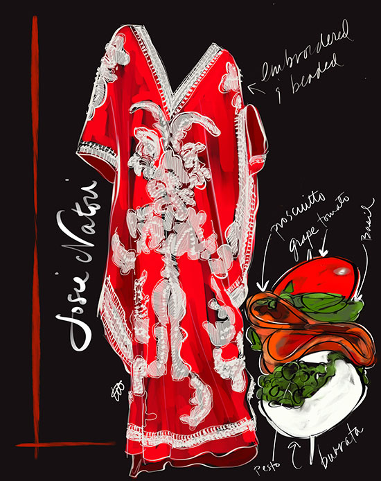 Natori Red Couture Samorcan Caftan illustrated by Tina M Wilson on Lingerie Briefs