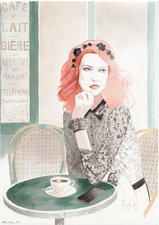 illustration by Geoffrey Beloeil of Camile Roucher lingerie on Lingerie Briefs