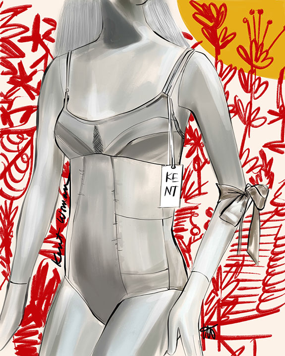 The Bodysuit from KentWoman illustrated by Tina Wilson on Lingerie Briefs