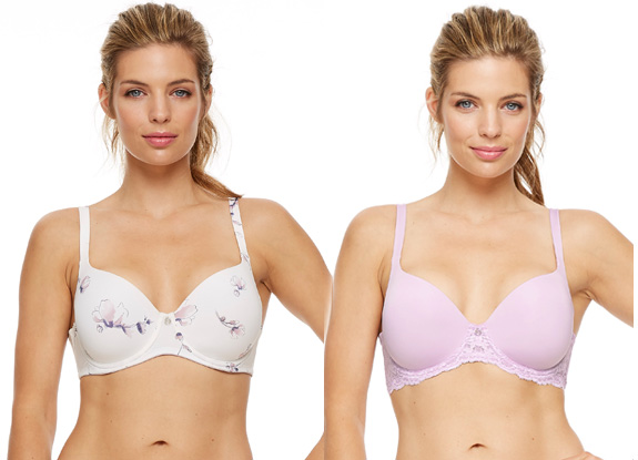 Montelle Pure Plus Full Coverage T-shirt bra in Fashion Colors: Magnolia Blooms & Wisteria