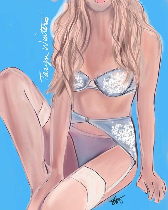 Taryn Winters Bridal Lingerie illustrated by Tina Wilson on Lingerie Btiefs