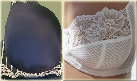 Charnos Lingerie Striped and Fishnet detailing on bras on Lingerie Briefs