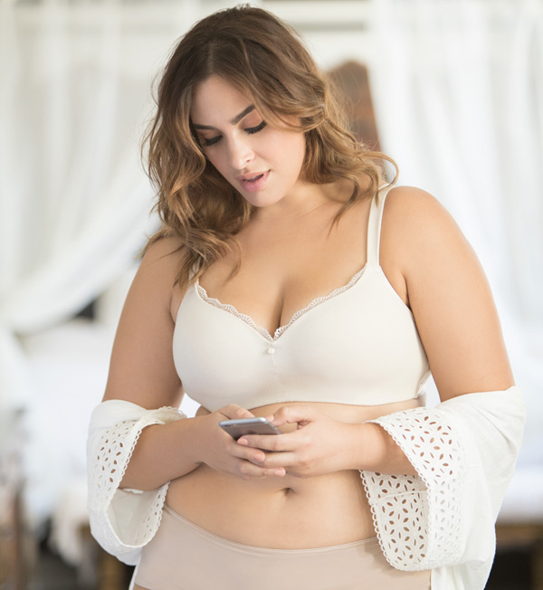 Curvy Couture - Cotton Luxe Unlined Wire Free Bra Natural - FINAL