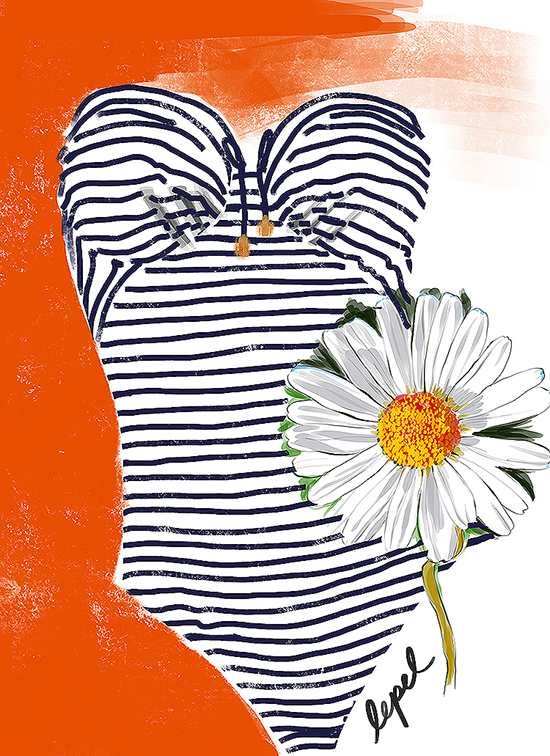 Lepel swimwear illustrated by Tina Wilson for Lingerie Briefs