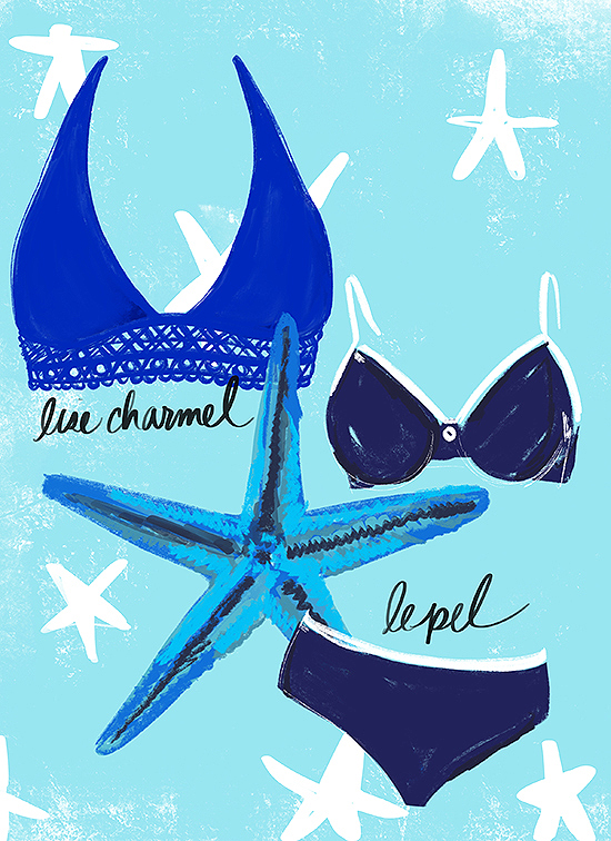 Lise Charmel and Lepel Swimwear illustrated by Tina Wilson for Lingerie Briefs