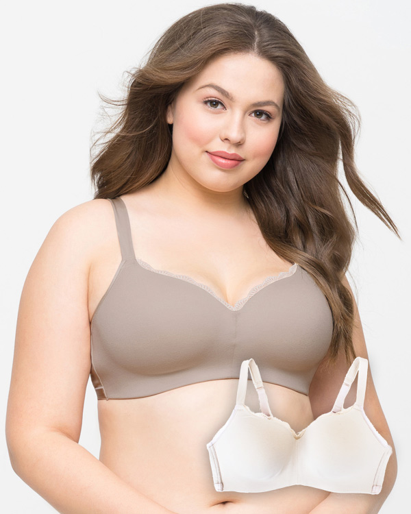 Curvy Couture Cotton Luxe Padded Wire-Free plus size bra new for SS18 featured on Lingerie Briefs