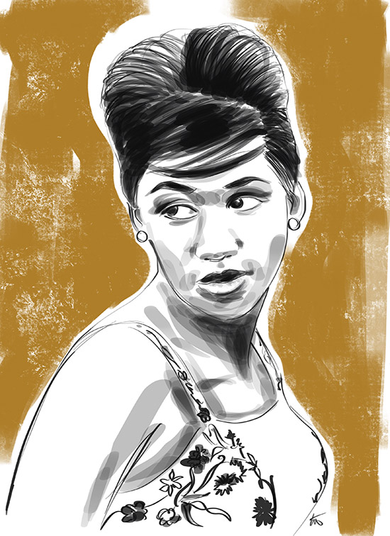 illustration of Aretha Franklin by Tina Wilson on Lingerie Briefs