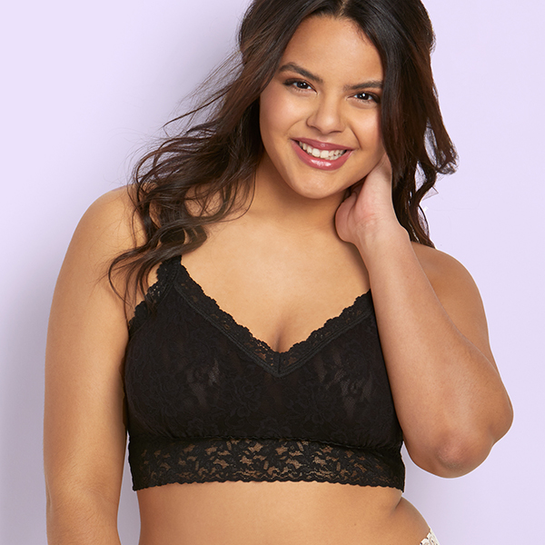 Hanky Panky Plus size lined lace bralette on Lingerie Briefs