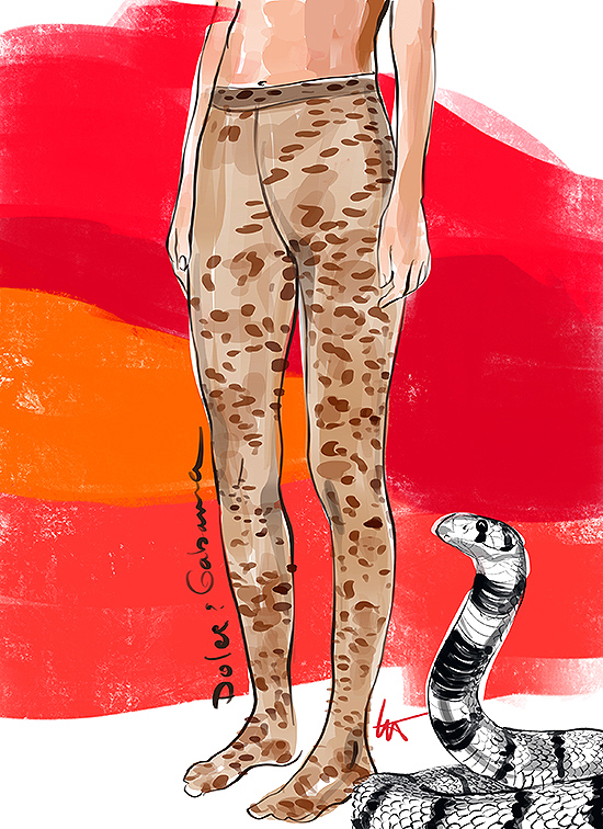  Fashion Illustration by Tina Wilson of D&G tights exclusively for Lingerie Briefs