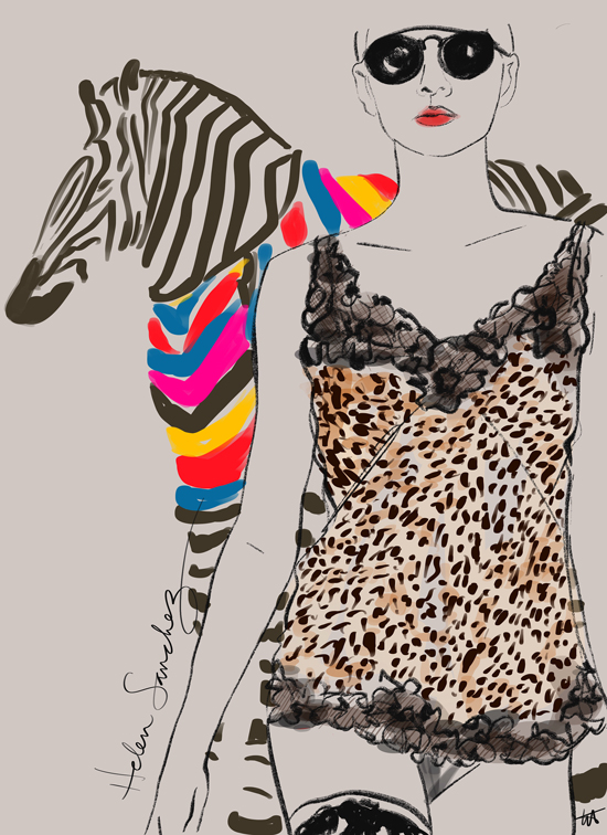  Fashion Illustration by Tina Wilson of Helen Sanchez Lingerie exclusively for Lingerie Briefs
