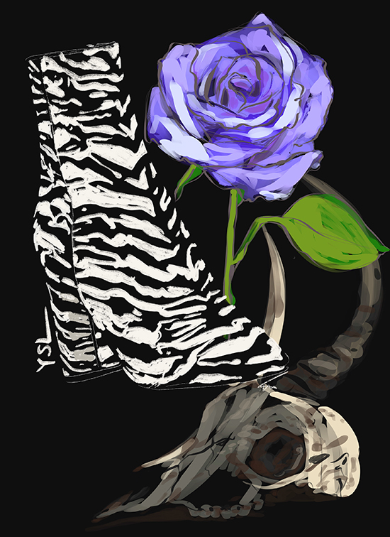  Fashion Illustration by Tina Wilson of YSL boots exclusively for Lingerie Briefs