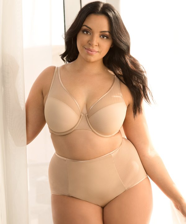 High Apex Diamond Net Bra in Bombshell Nude by Curvy Couture featured on Lingerie Briefs