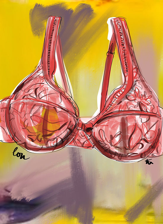 Tina Wilson illustrations of French Lingerie Loft,Lou as featured on Lingerie Briefs