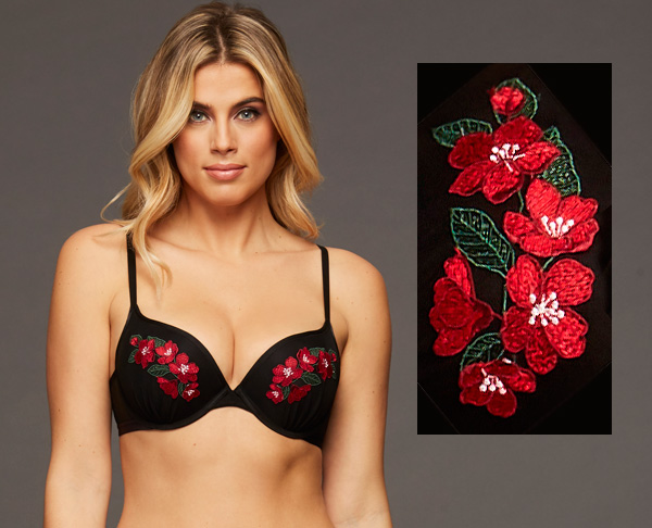 Night Blooms Allure Light Push-Up Bra by Montelle featured on Lingerie Briefs