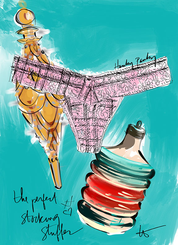 Holiday Fashion Illustrations, Hanky Panky, by Tina Wilson for Lingerie Briefs