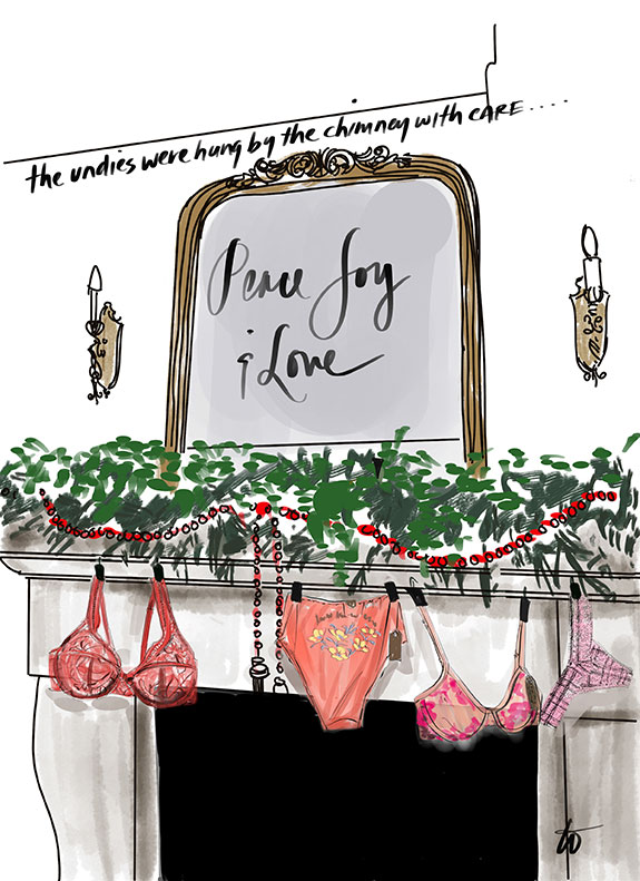 Holiday Fashion Illustrations by Tina Wilson for Lingerie Briefs