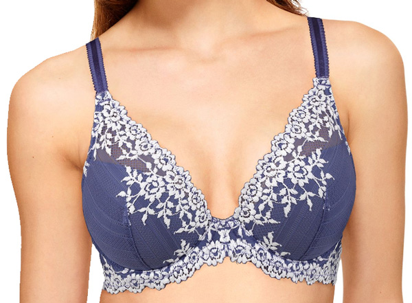 Wacoal Embrace Lace™ Plunge Bra in new color combo - Bleached Denim and White featured on Lingerie Briefs