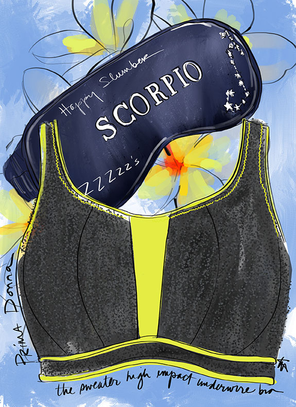 Prima Donna Sports Bra illustrated for Lingerie Briefs by Tina Wilson