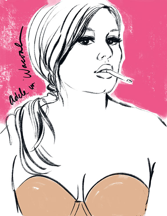 Fashion Illustration of Adele in Wacoal Lingerie by Tina Wilson on Lingerie Briefs