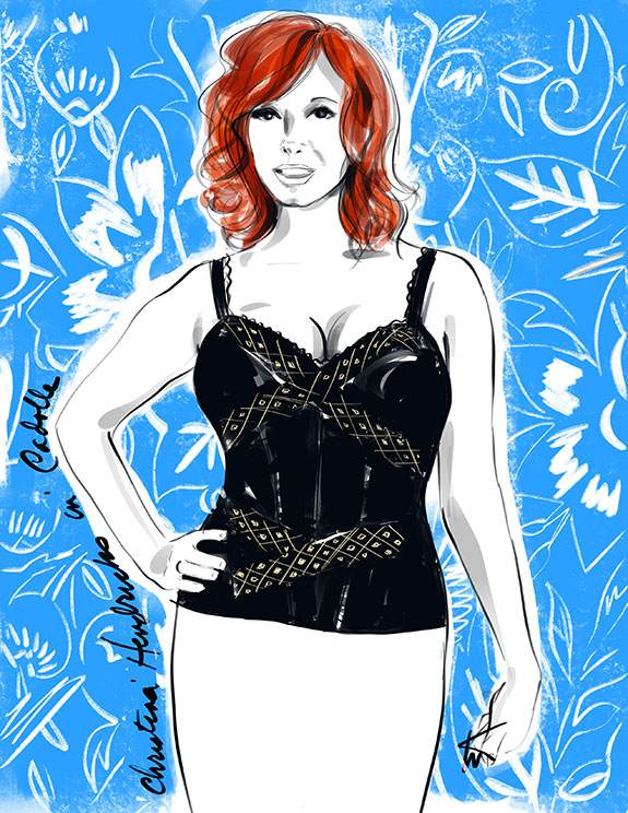 Fashion Illustration of Christina Hendriks in Cadolle Lingerie by Tina Wilson on Lingerie Briefs