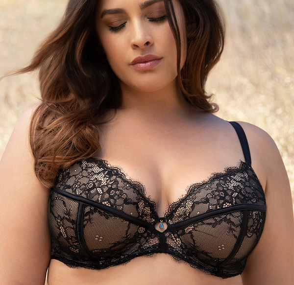 Curvy Couture's new limited edition Eternal Eyelash Lace Bra featured on Lingerie Briefs