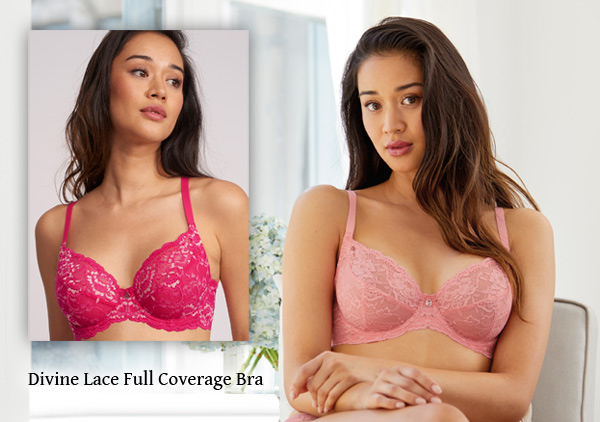 Montelle's Divine Full Coverage Lace Bra in new pink hues for SS19 featured on Lingerie Briefs