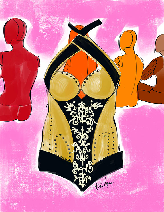 Fashion Illustrations by Tina Wilson as featured on Lingerie Briefs