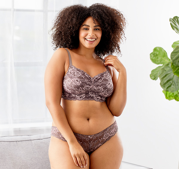 Montelle Cup Size Bralette in new Almond Spice neutral featured on Lingerie Briefs
