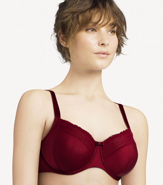 C Elegant Bra from Chantelle Lingerie in raspberry to a 44 H cup as featured on Lingerie Briefs
