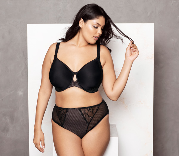 New from Elomi - Charley Spacer Moulded Bra in basic black - featured on Lingerie Briefs