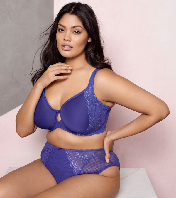 New from Elomi - Charley Spacer Moulded Bra in ultramarine blue - featured on Lingerie Briefs