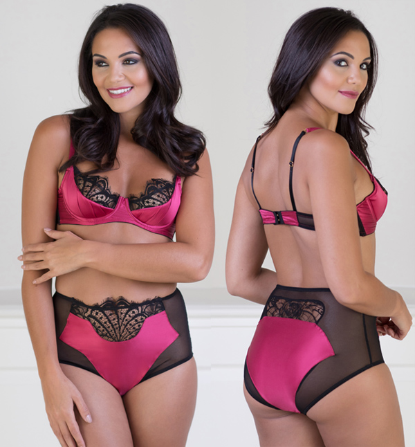 Emma Harris' Renee Raspberry Balcony Bra and High Waist Briefs featured on Lingerie Briefs