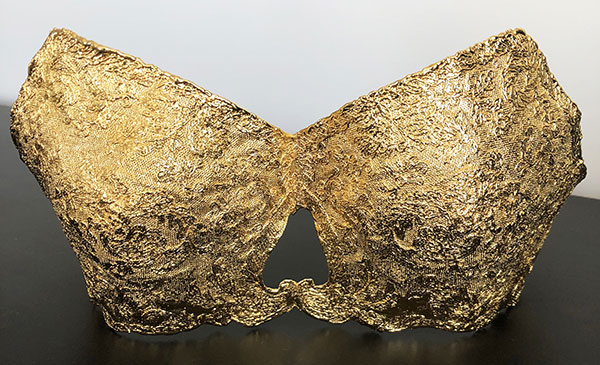 Gold plated bra from the Gilded Lace Collection by Monika Knutsson as featured on Lingerie Briefs