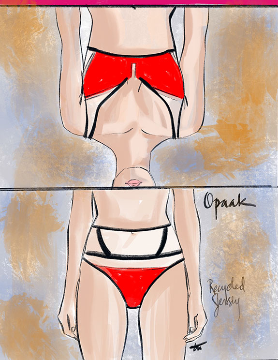 Opaak sustainable recycled jersey illustrated by Tina Wilson as featured on Lingerie Briefs