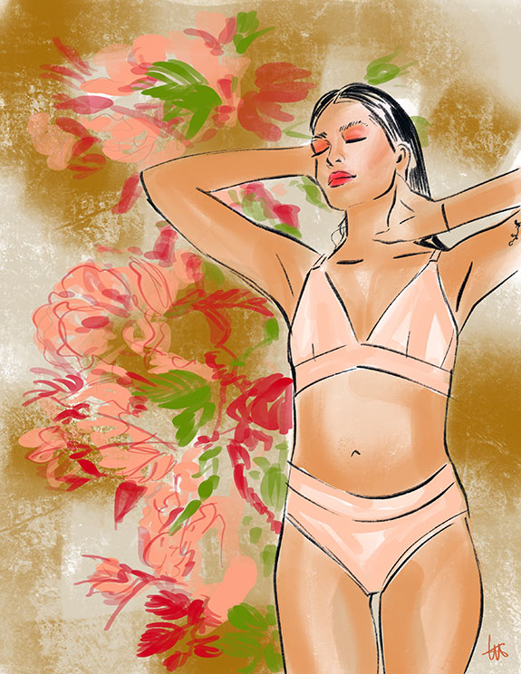 Organic Basics sustainable lingerie illustrated by Tina Wilson as featured on Lingerie Briefs