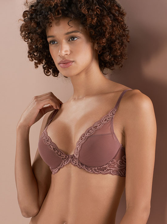 Natori Feathers Bra in new neutral color frose as featured on Lingerie Briefs