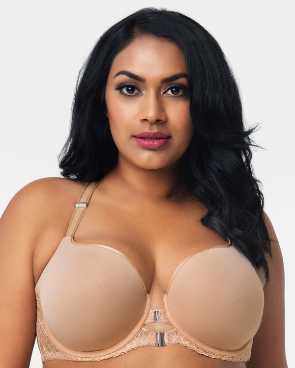 Curvy Couture's New Tulip Lace Front AND Back Close Racerback T-Shirt Bra featured on Lingerie Briefs