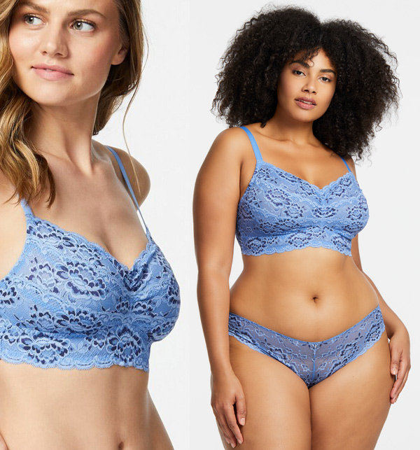 Montelle Wireless Cup Sized Lace Bralette is designed for fuller cup sizes in denim mix - featured on Lingerie Briefs