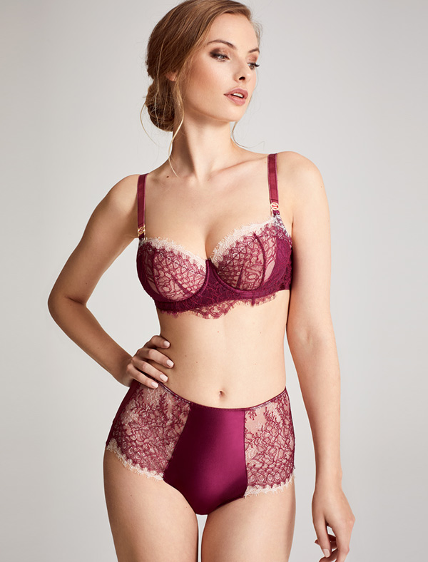 Katherine Hamilton Mariella Boysenberry French Lace Bra & Brief featured on Lingerie Briefs