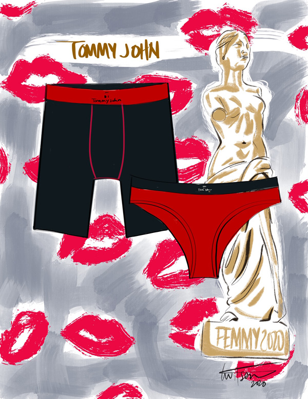 Tommy John received the Brand Award at the 2020 Femmys - illustration by Tina Wilson, Lingerie Briefs