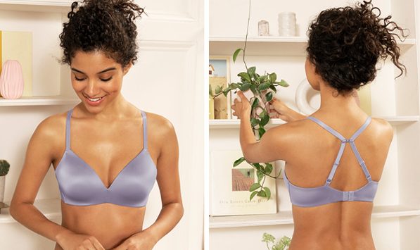 The Future Foundation Wire Free Bra features soft fabric in new Wisteria. Featured on Lingerie Briefs