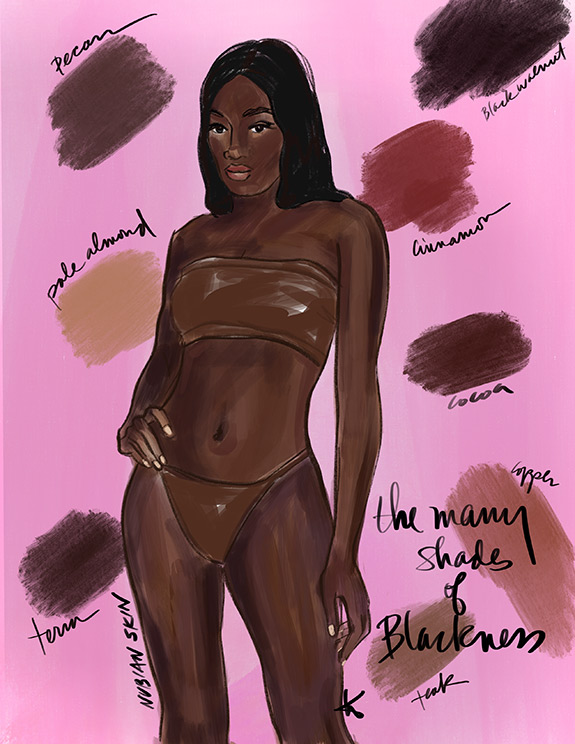 Tina Wilson Illustrates Nubian Skin, black owned lingerie company, featured on Lingerie Briefs